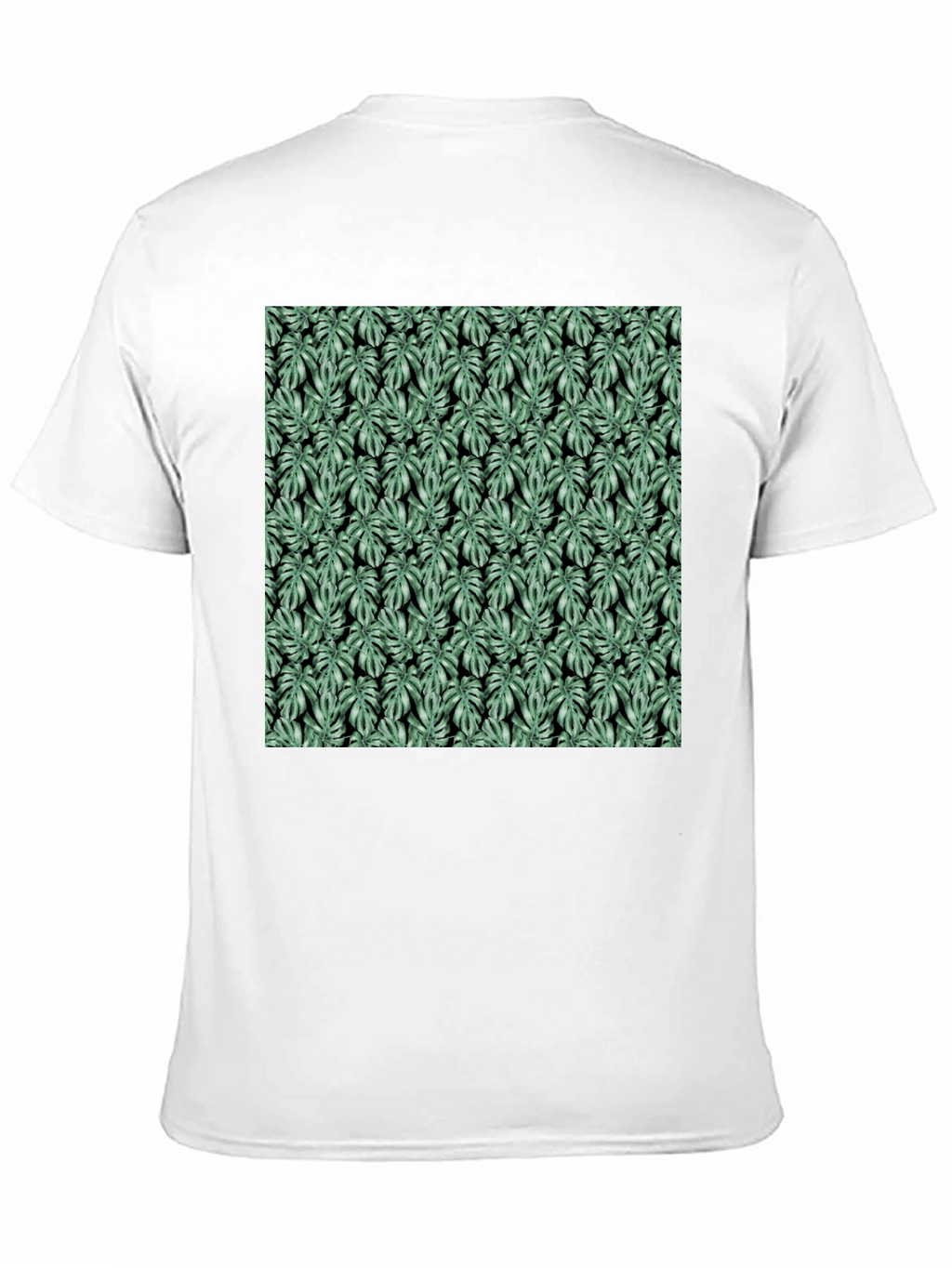 Trendy Monstera Leaf Pattern Black Tee