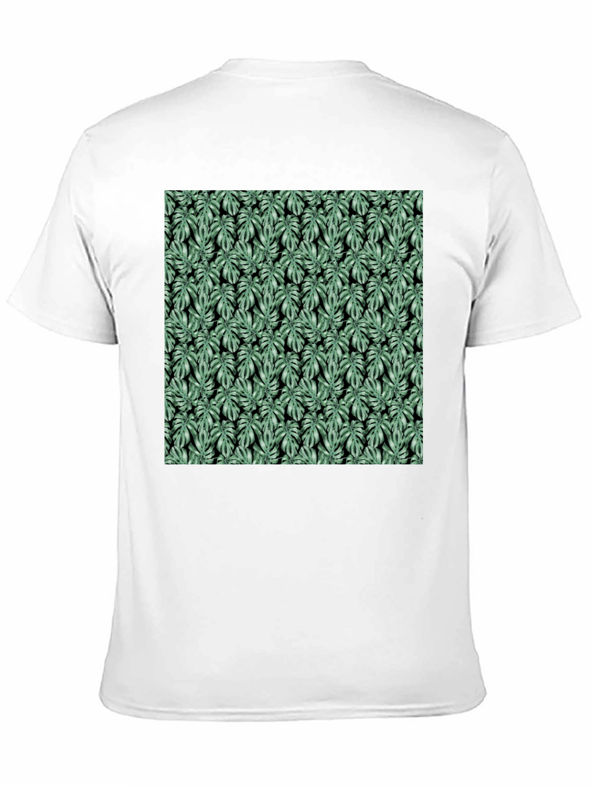 Trendy Monstera Leaf Pattern Black Tee