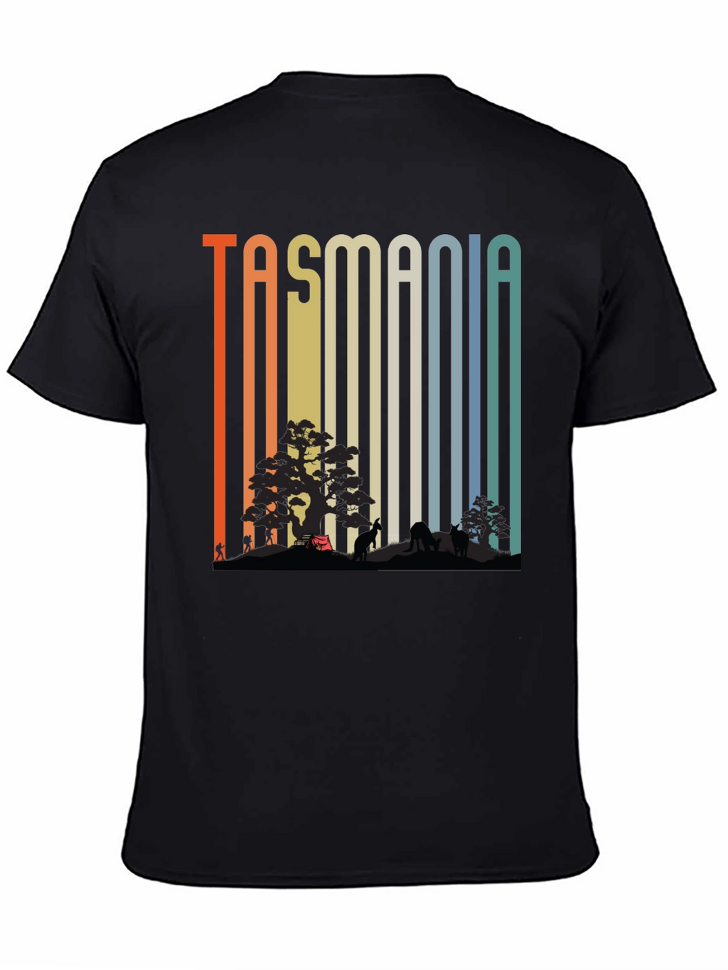 Tasmania Nature Graphic Tee - Retro Style Black T-Shirt