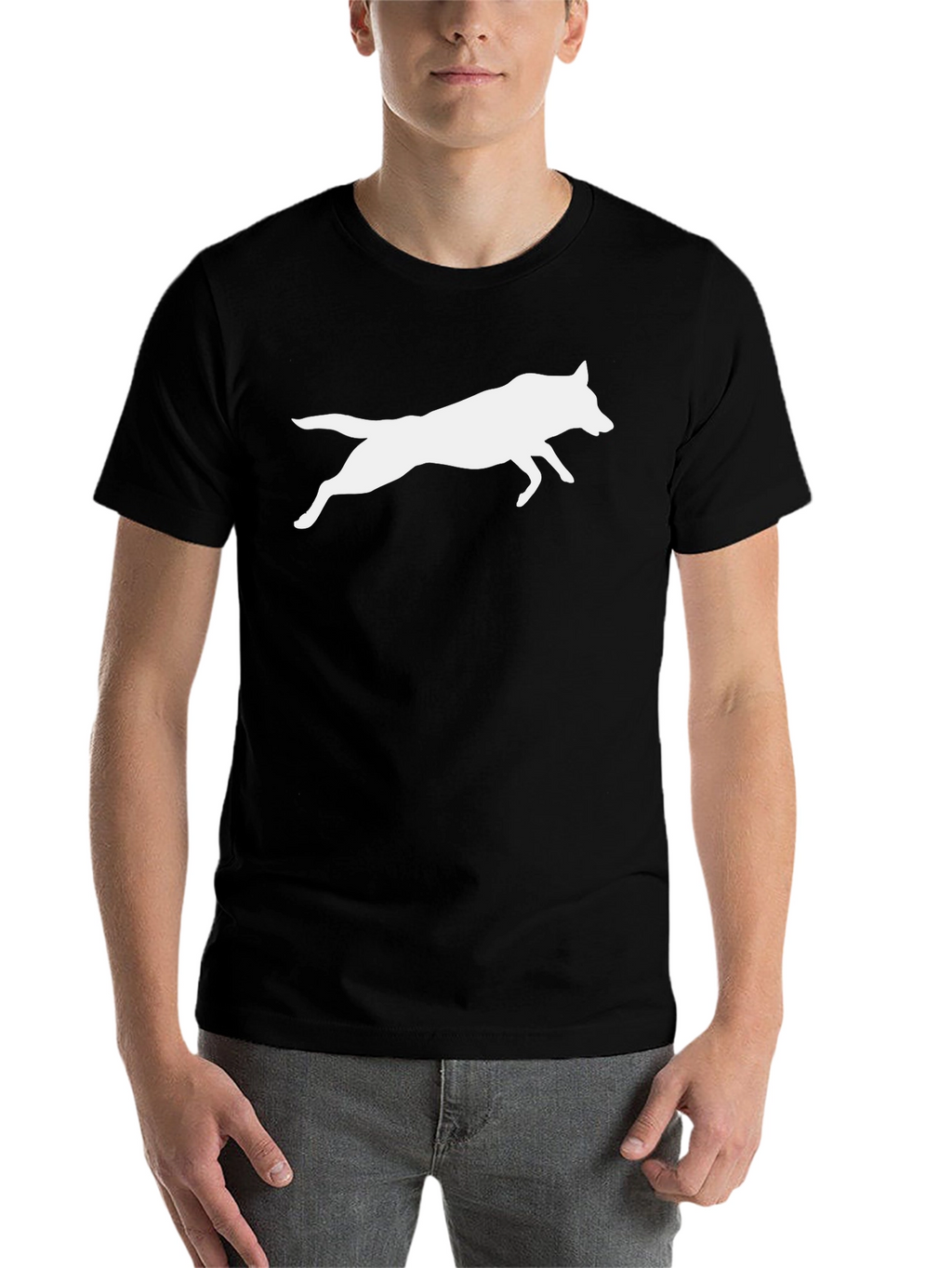 Black Tee with White Wolf Silhouette