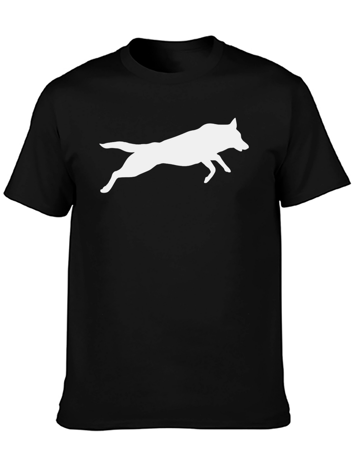 Black Tee with White Wolf Silhouette